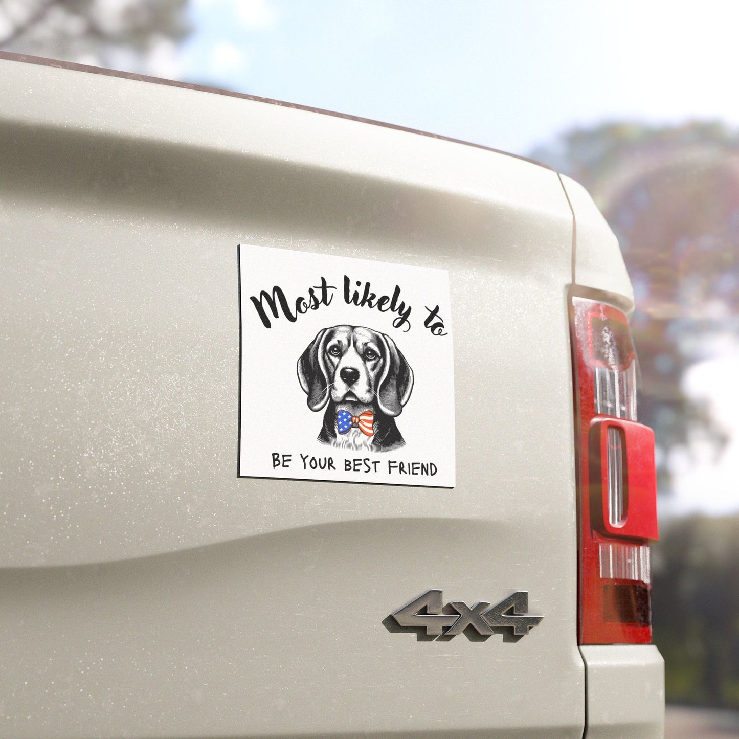 Dog Lover Car Magnet - 'Most Likely to Be Your Best Friend', Beagle Vehicle Magnet