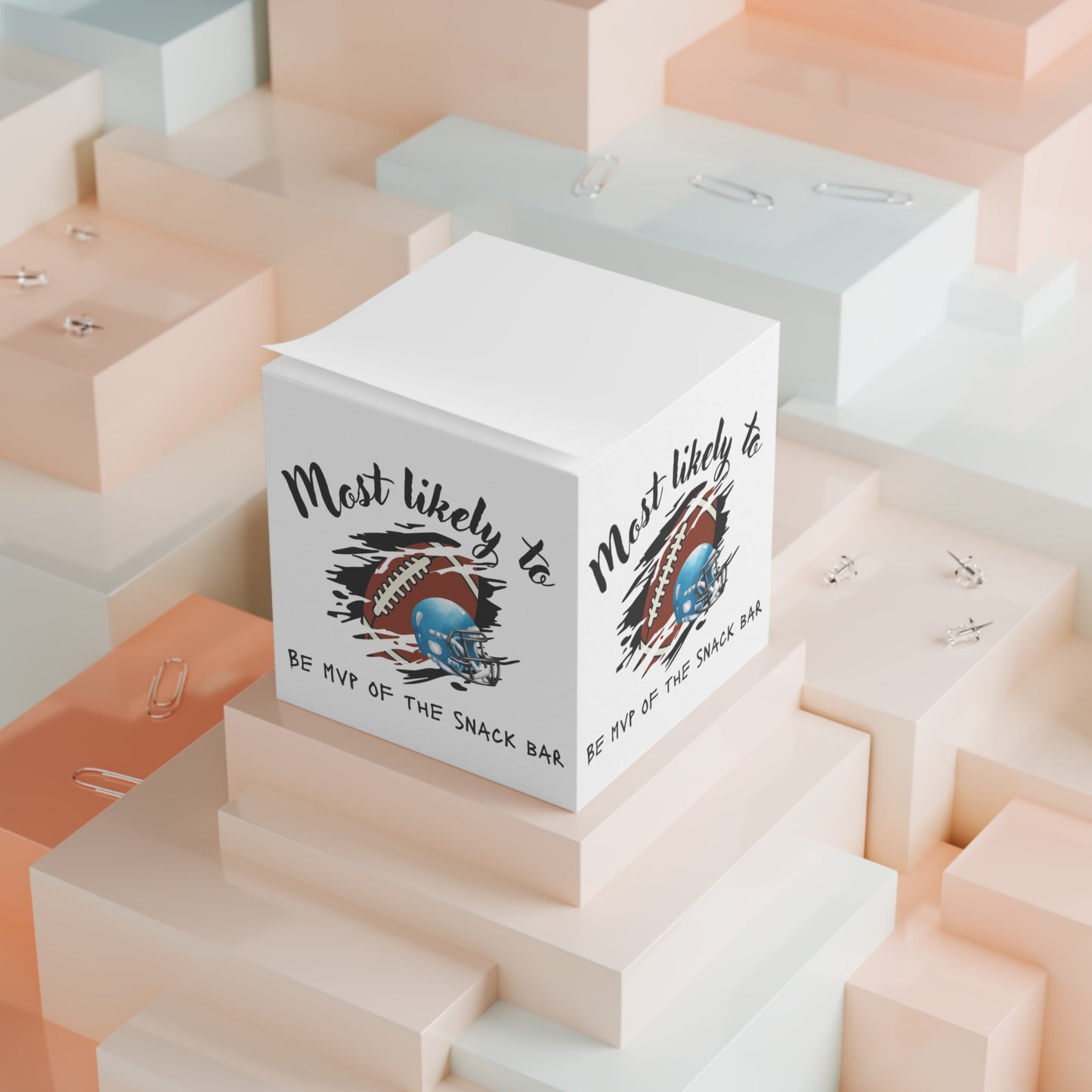 MVP Note Cube, Game Day Note, Birthday Gift For Him, Football Note Cube, Blue Helmet, Note Cube