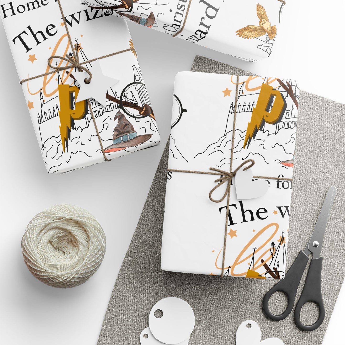 Festive Wrapping Paper, Magical Holiday Gift Wrap, Wizard Theme Wrapping Papers, Unique Christmas Gift Wrap, Home for Christmas Wrapping