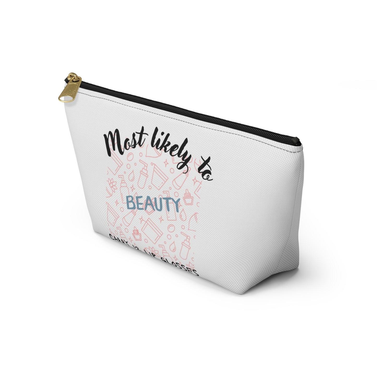 Beauty Themed Accessory Pouch, Makeup Organizer, Lip Gloss Holder, Cosmetic Bag, Gift for Her, Personal Care Travel Case