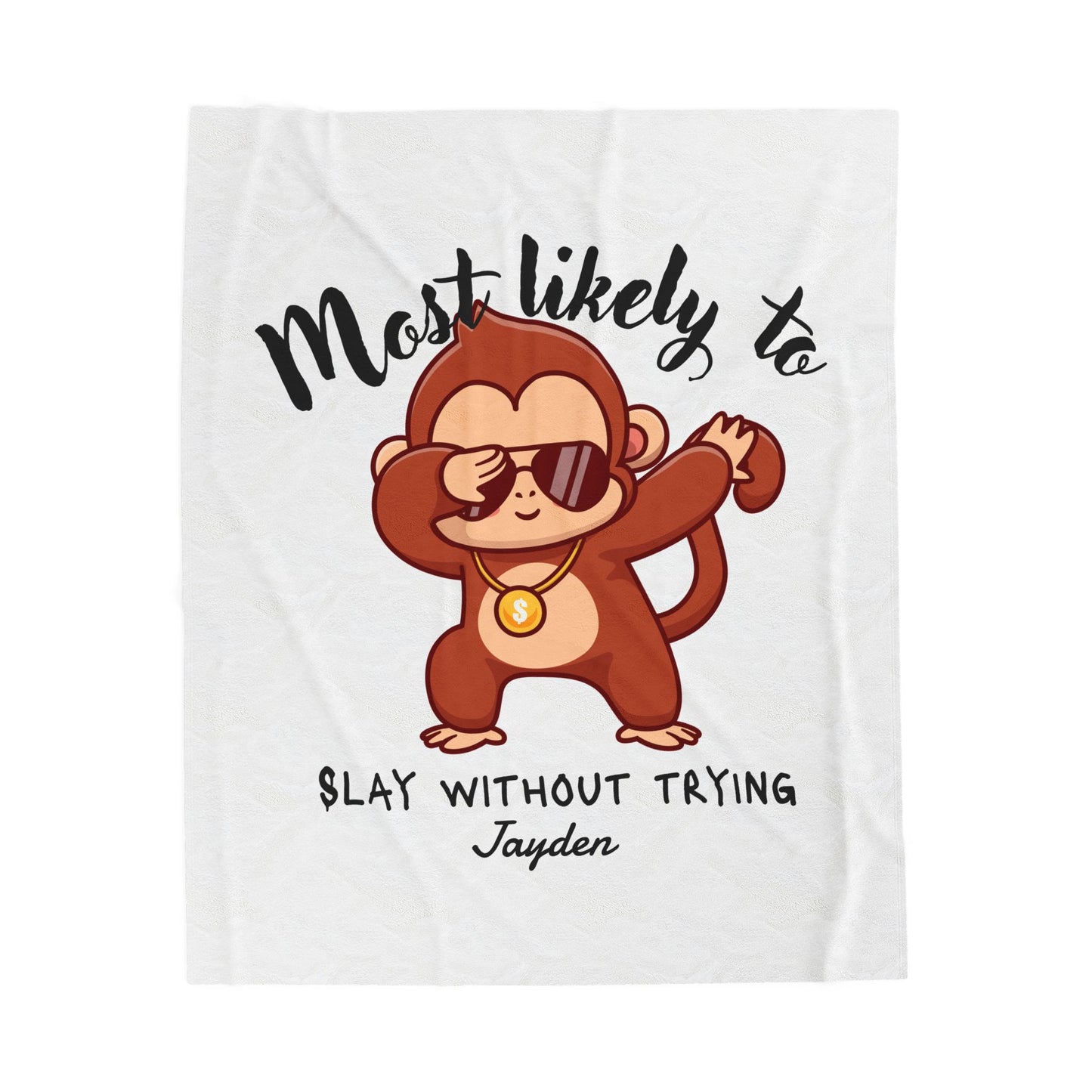 Cool Monkey Plush Throw Blanket - Fun and Cozy Gift for Kids, Playroom Decor, Nursery, Birthday, Blanket with Fun Design, slay, monkey, child, kids room, fun