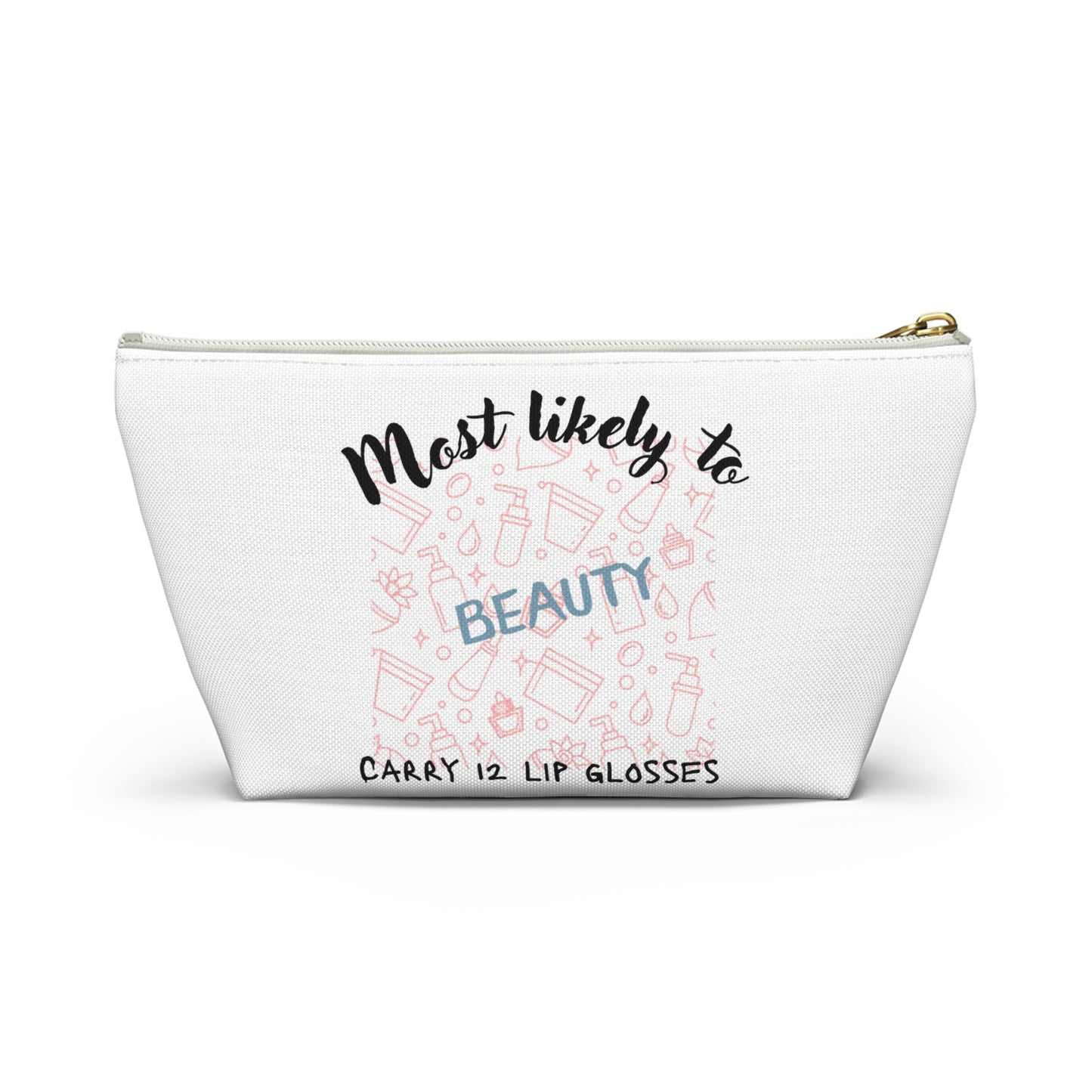 Beauty Themed Accessory Pouch, Makeup Organizer, Lip Gloss Holder, Cosmetic Bag, Gift for Her, Personal Care Travel Case