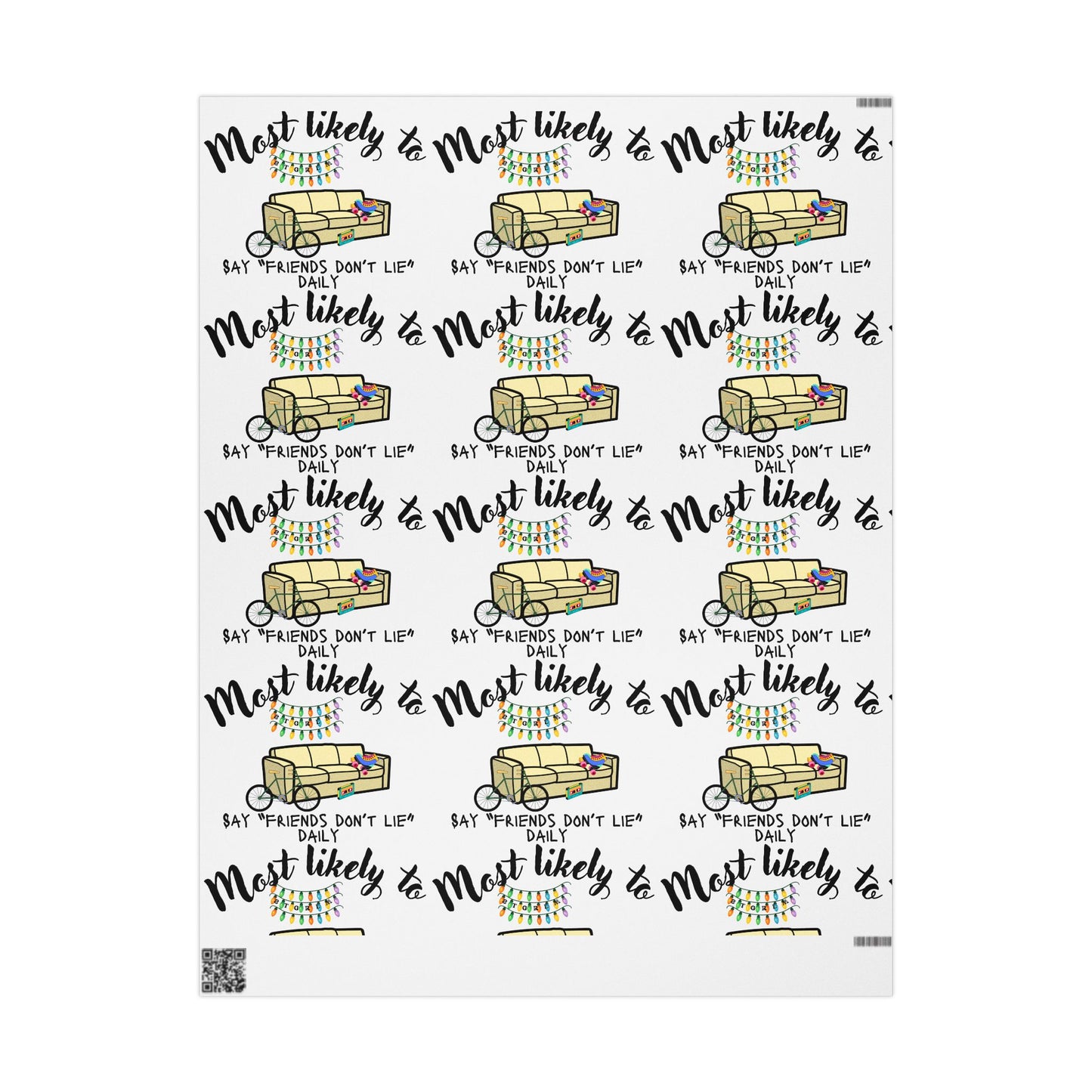 Stranger Things Wrapper, Most Likely to Say Friends Don't Lie, Fun & Whimsical Wrapping Paper for Friends' Celebrations, Gift Wrap, Birthday Parties, Unique Present Decoration, Cute Patterned Wrap