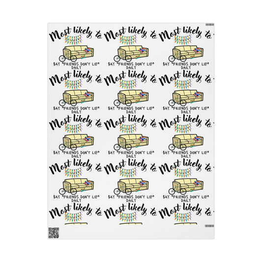 Stranger Things Wrapper, Most Likely to Say Friends Don't Lie, Fun & Whimsical Wrapping Paper for Friends' Celebrations, Gift Wrap, Birthday Parties, Unique Present Decoration, Cute Patterned Wrap