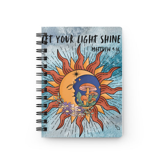 Inspirational Spiral Bound Journal – 'Let Your Light Shine' with Sun and Floral Design