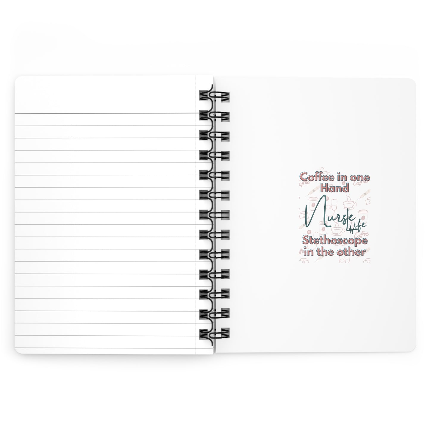 Nurse Wife Spiral Bound Journal - Coffee & Stethoscope Design