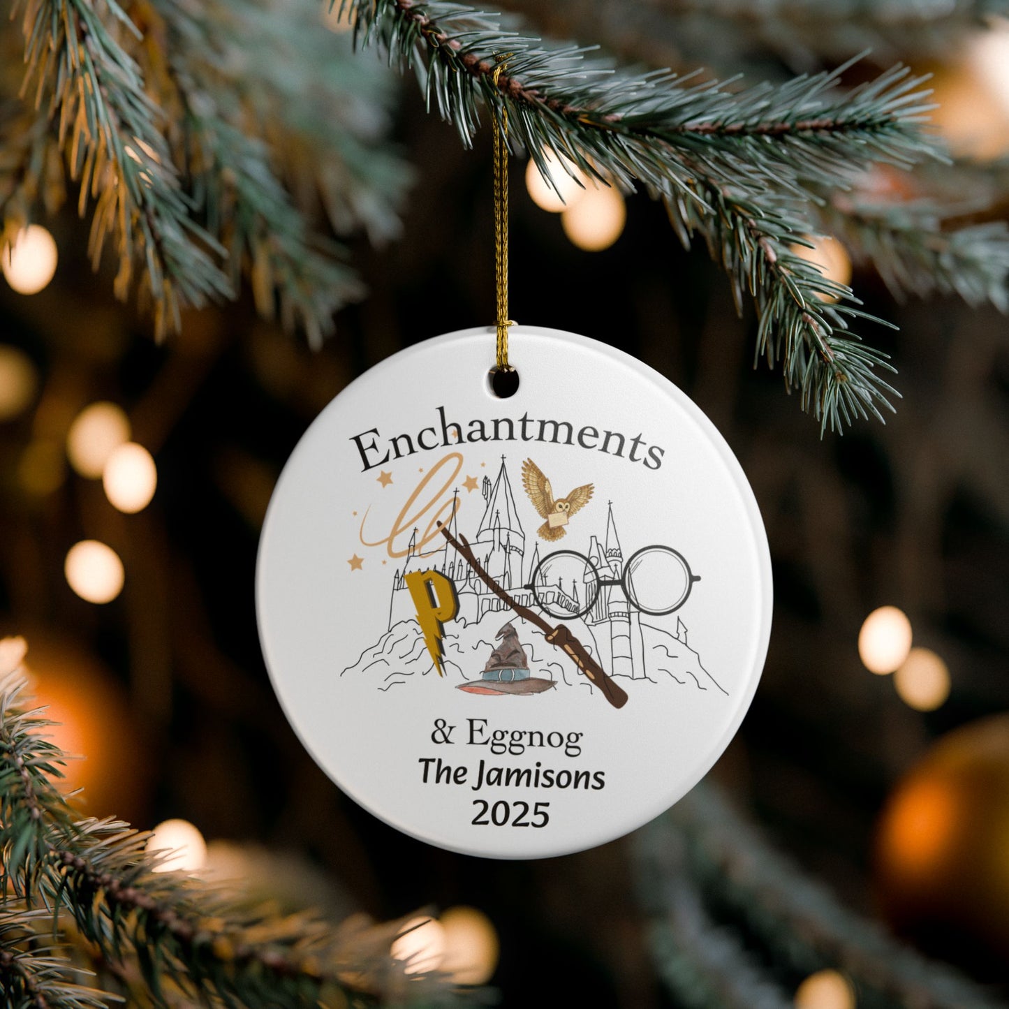 PERSONALIZE IN CART. Personalized Ceramic Ornament, Magical Decorations, Holiday Decor, Unique Gift, Family Keepsake, Enchantments & Eggnog