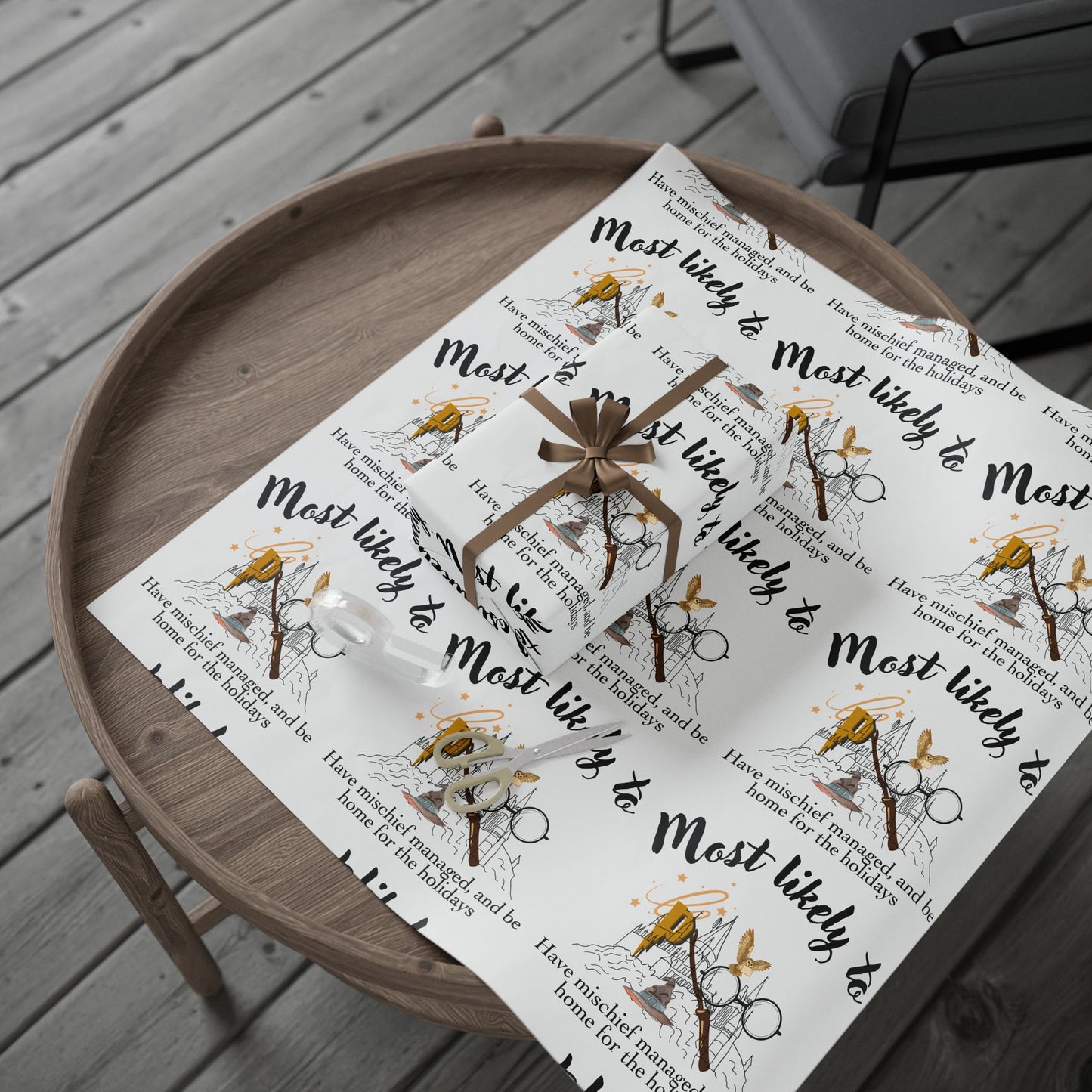 Festive Wrapping Paper for Holidays, Gift Wrap for Christmas, Unique Holiday Gift Packaging, Birthday Wrapping, Scissors Design