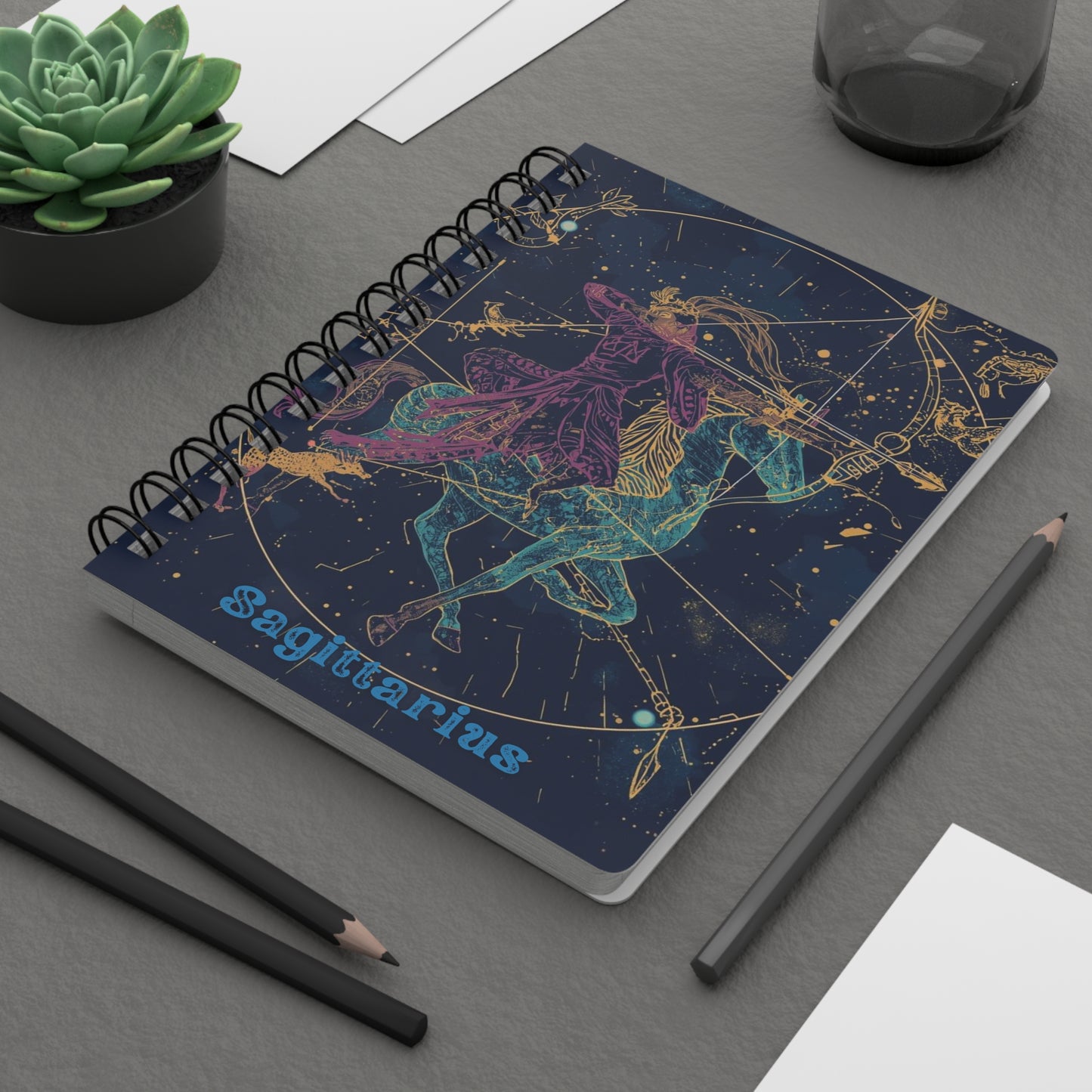 Sagittarius Spiral Bound Journal - Celestial Zodiac Notebook for Astrology Lovers