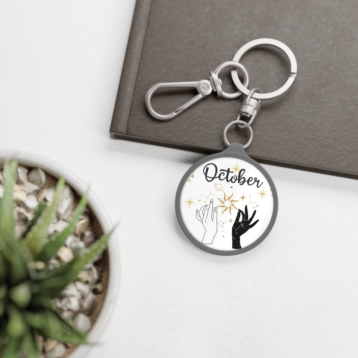 Celestial Keyring Tag for October Birthdays