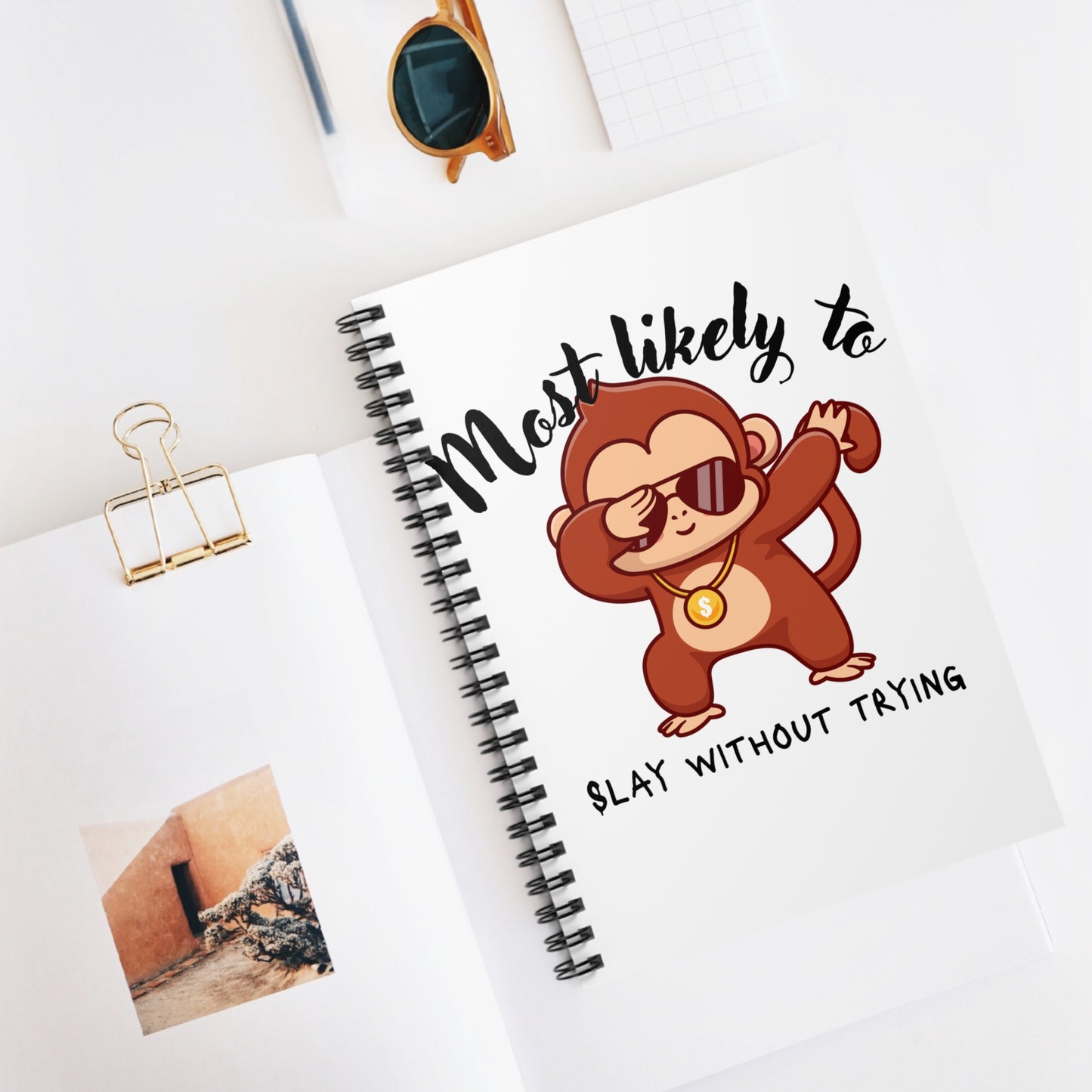 Cool Monkey Spiral Notebook - Back to School, Stationery, Gift for Kids, Journaling, Classroom Supplies, dab, monkey, slay