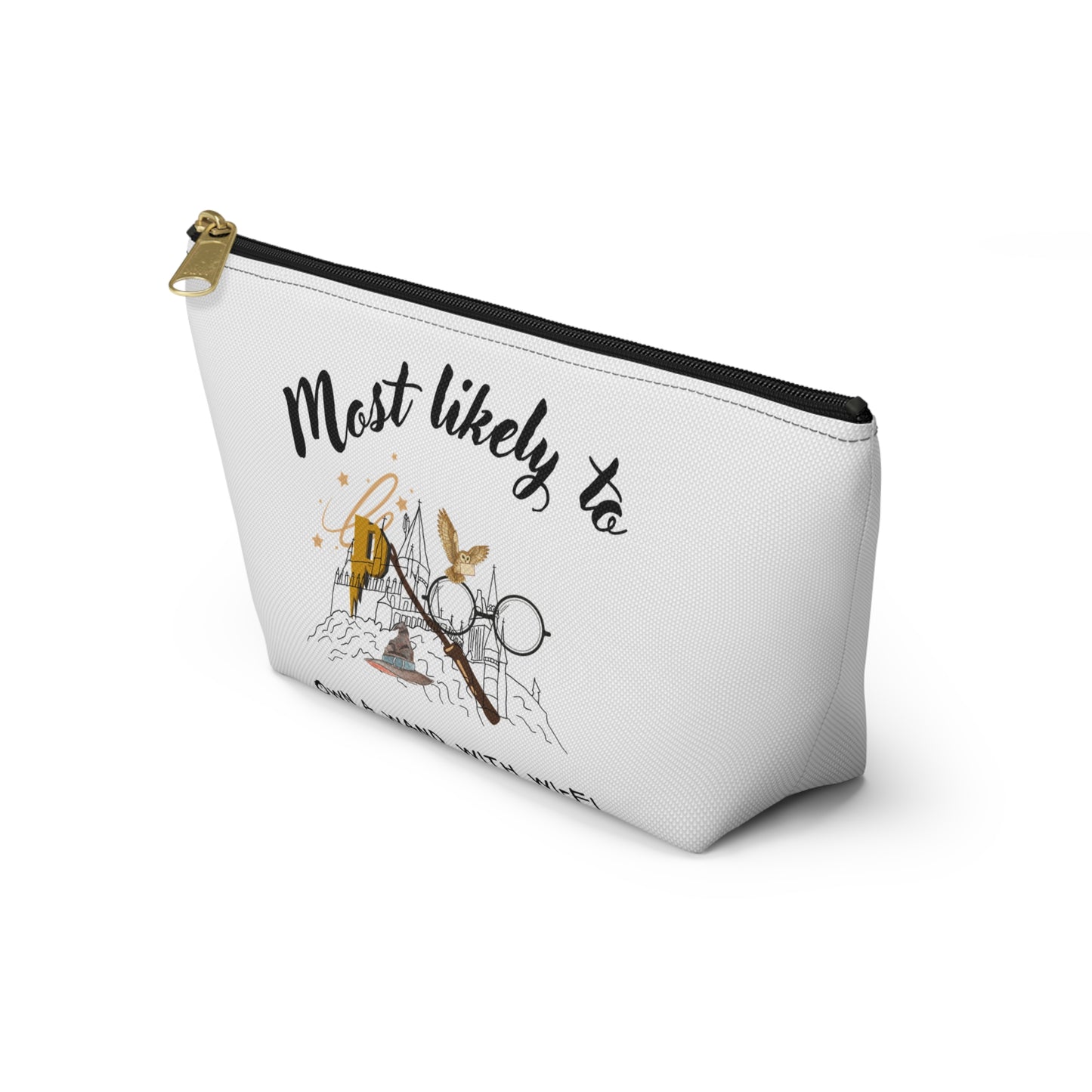 Wizard-Themed Accessory Pouch | Most Likely to Own a Wand with Wi-Fi | Magical Gift for Fans | Cosplay Makeup Bag | Cute Storage for Tools
