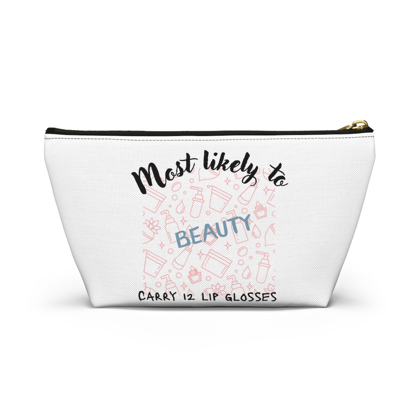 Beauty Themed Accessory Pouch, Makeup Organizer, Lip Gloss Holder, Cosmetic Bag, Gift for Her, Personal Care Travel Case