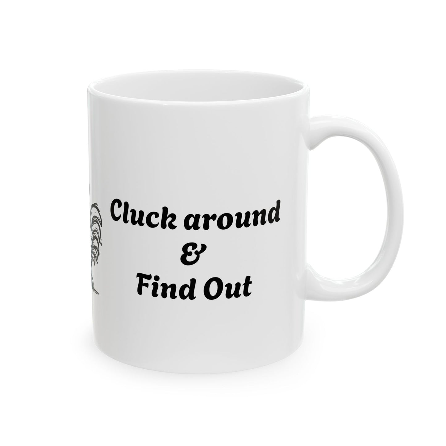 Ceramic Mug, (11oz, 15oz), chicken, cluck