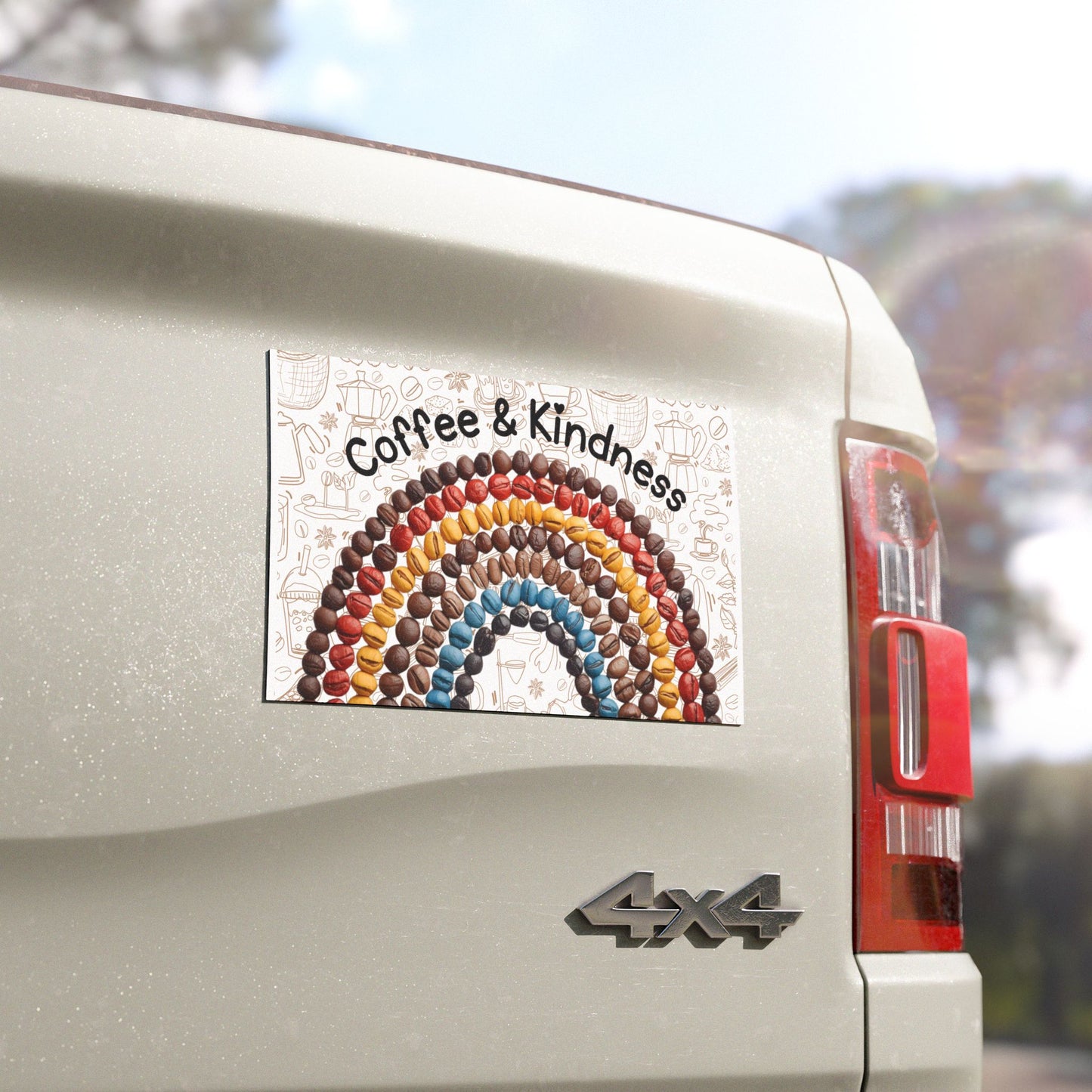 Coffee & Kindness Car Magnet, Coffee Car Magnet, Magnet For Coffee Lover