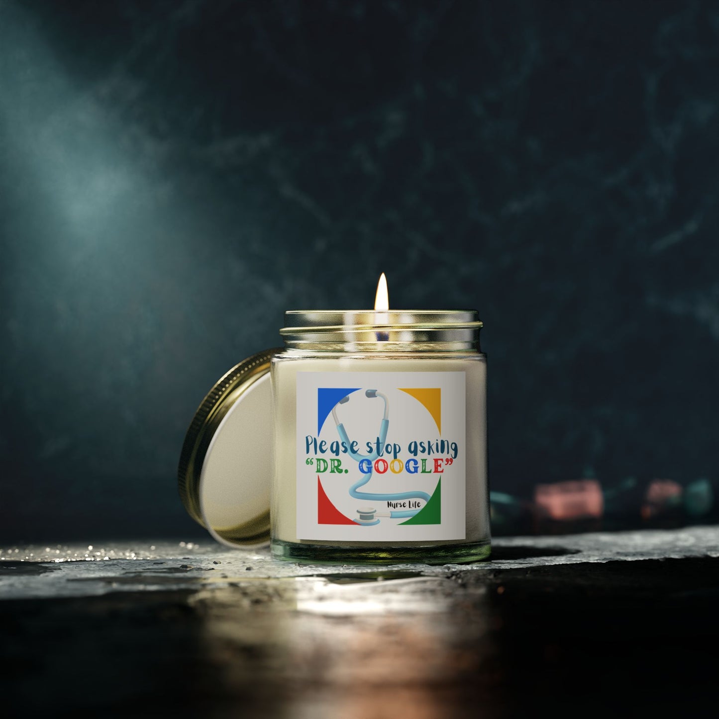 Scented Candles, Coconut Apricot Wax (4oz, 9oz), Dr. Google, Nurse merch, nurse gift