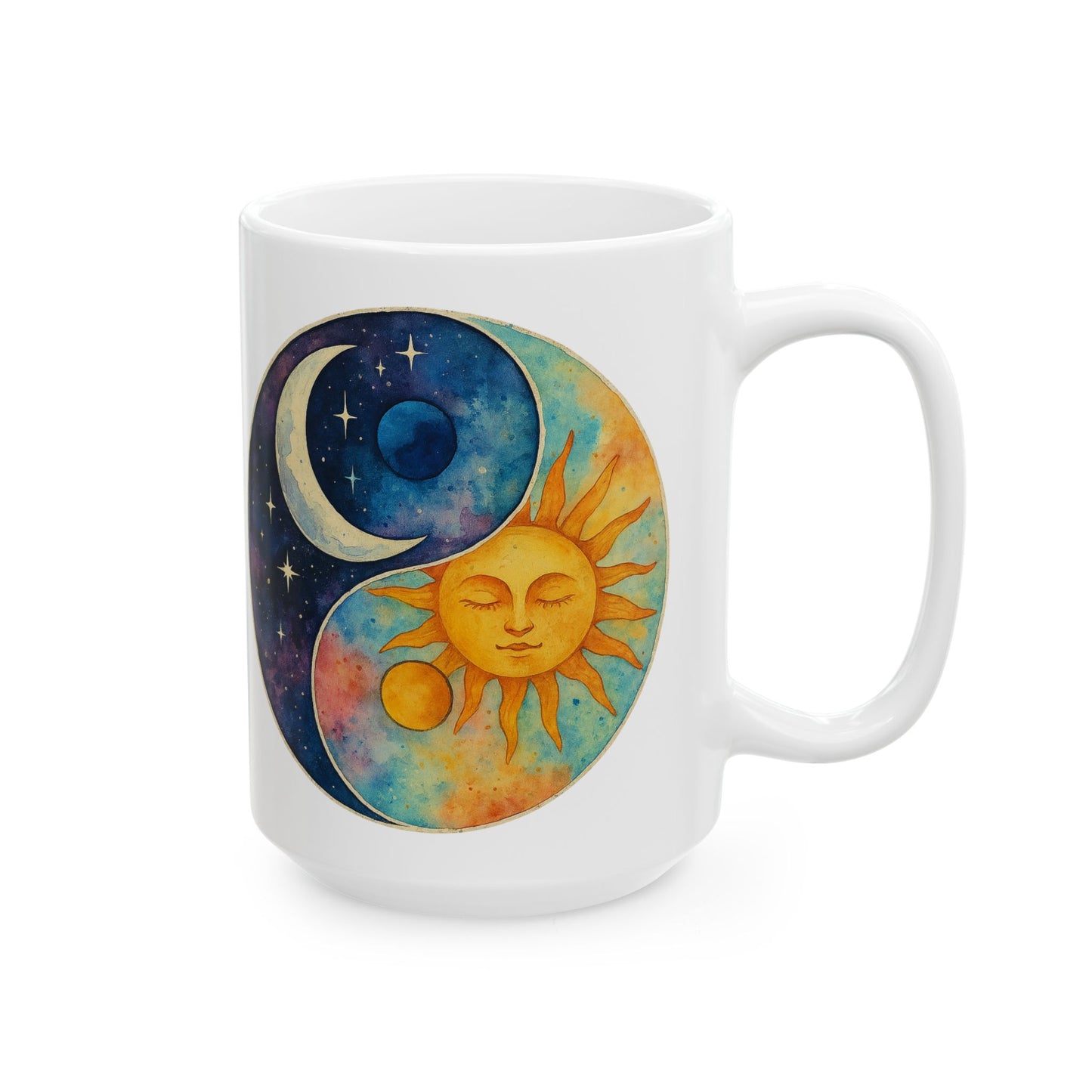 Personalize Sun and Moon Ceramic Mug — Boho Celestial 11oz/15oz Coffee Cup