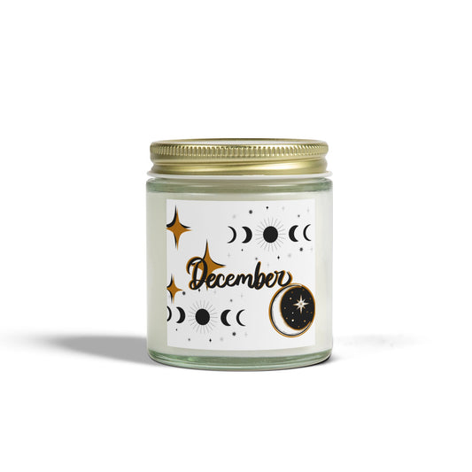 December Candle, Celestial Candle, Stars and Moon, Scented Candles, Coconut Apricot Wax (4oz, 9oz)