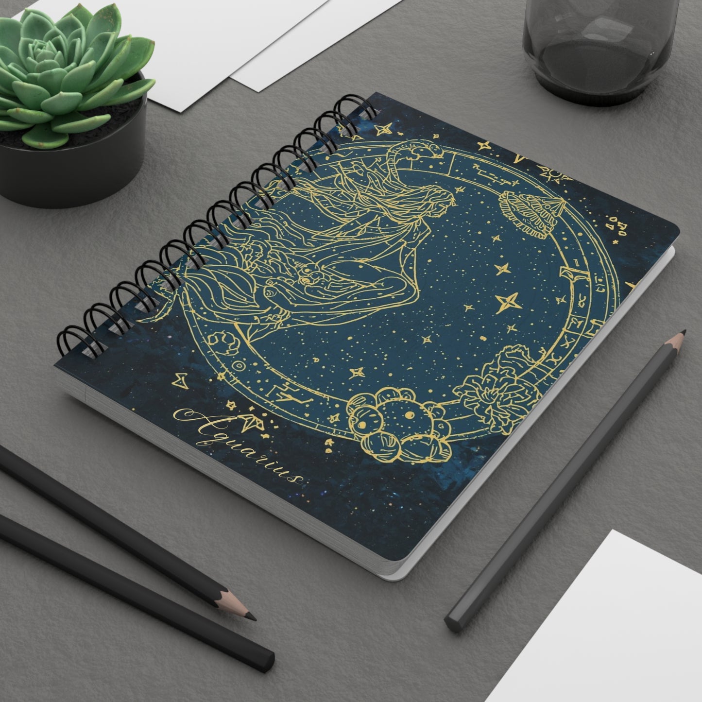 Astrological Aquarius Spiral Bound Journal