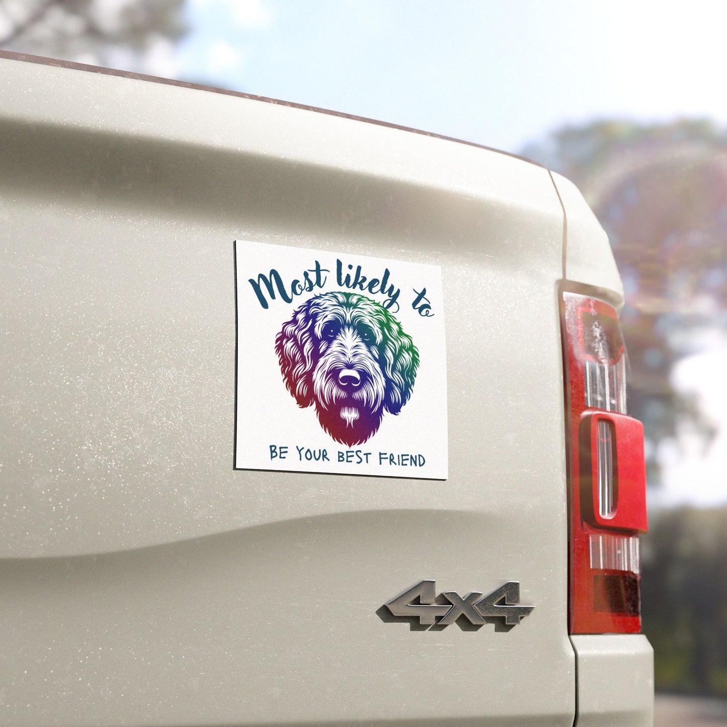 Dog Lover's Car Magnet - 'Most Likely to Be Your Best Friend', Doodle Car Magnet