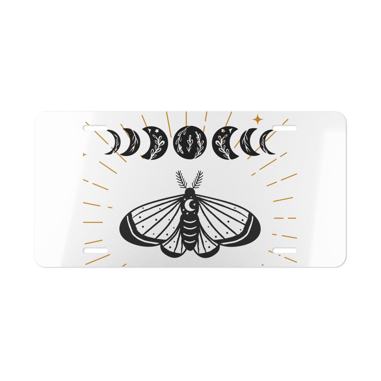 Moon Phases & Moth Vanity Plate, Custom Car Decor, Unique Gift for Her, Celestial Car Accessories, Birthday or New Home Present