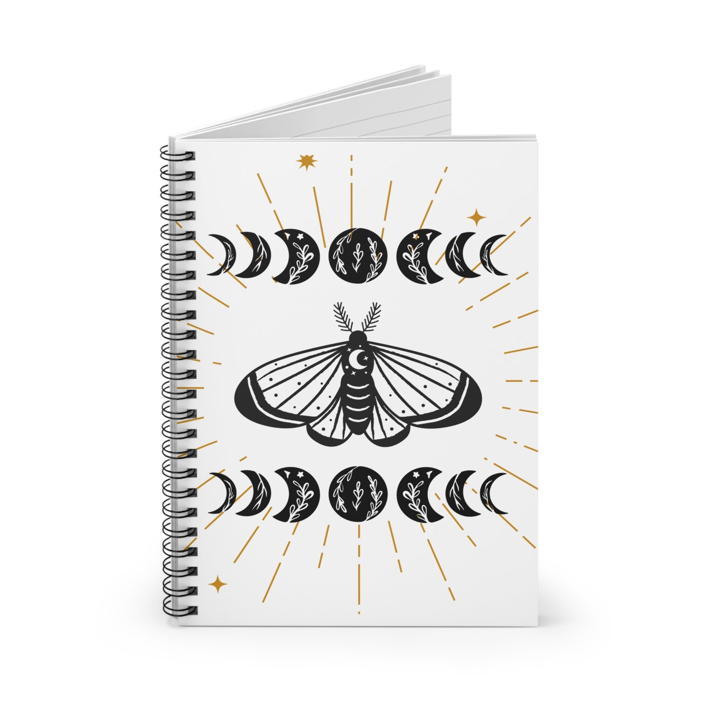 Celestial Spiral Notebook - Ruled Lines, Moon Phases Journal, Witchy Stationery, Gift for Students, Lunar Lover's Notebook