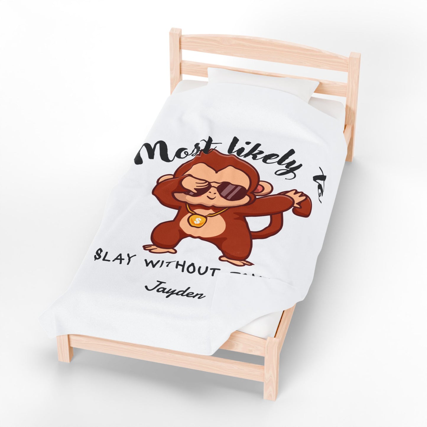 Cool Monkey Plush Throw Blanket - Fun and Cozy Gift for Kids, Playroom Decor, Nursery, Birthday, Blanket with Fun Design, slay, monkey, child, kids room, fun