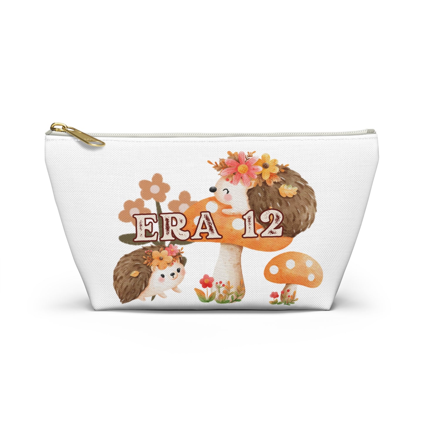 Cute Hedgehog Accessory Pouch, Makeup Bag, Gift for Her, Floral Pouch, Travel Organizer, Eco-friendly