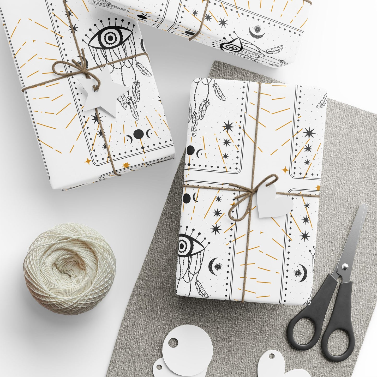 Celestial Themed Wrapping Paper, Gift Wrap for Holidays, Birthday, Baby Showers, Unique Gift Presentation, Starry Design