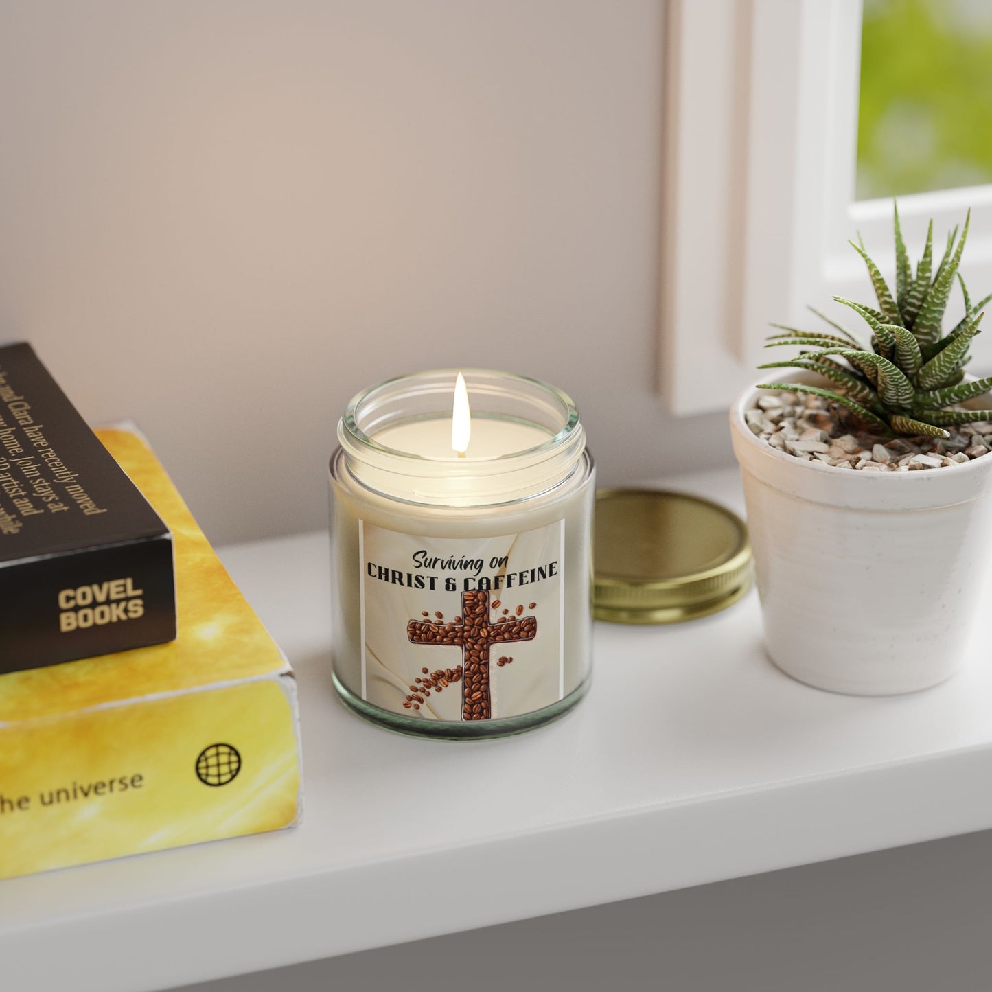 Scented Candles - Surviving on Christ & Caffeine, Christian Merch, Spiritual Relaxation, Christian Gifts, Home Decor, Cozy Ambiance, Faith-Inspired Candles