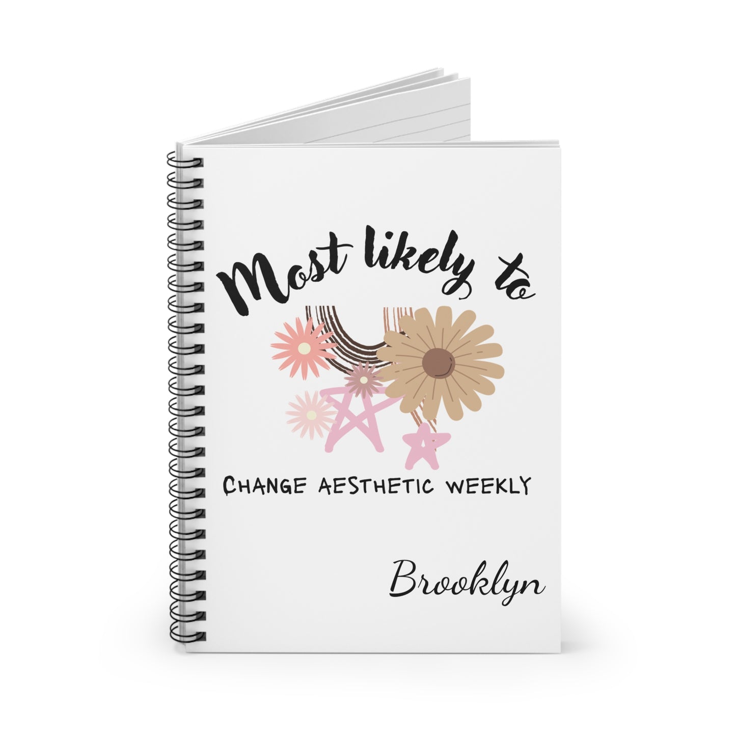 ADD NAME IN CART. Aesthetic Spiral Notebook for Weekly Planning, Cute Journal, Motivational Stationery, Back to School Essentials, Gifts for Students