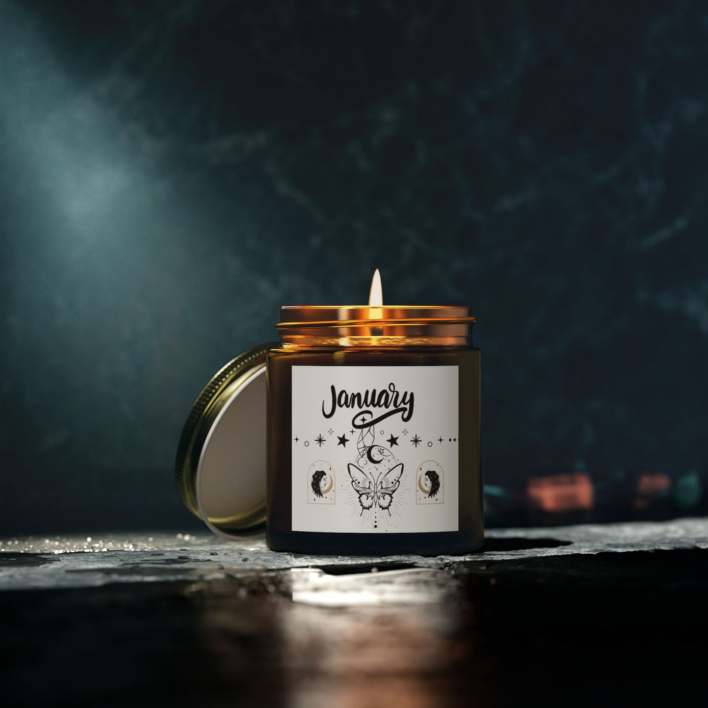 Tarot Candle, January, Month candle, Month Gift, Scented Candles, Coconut Apricot Wax (4oz, 9oz)