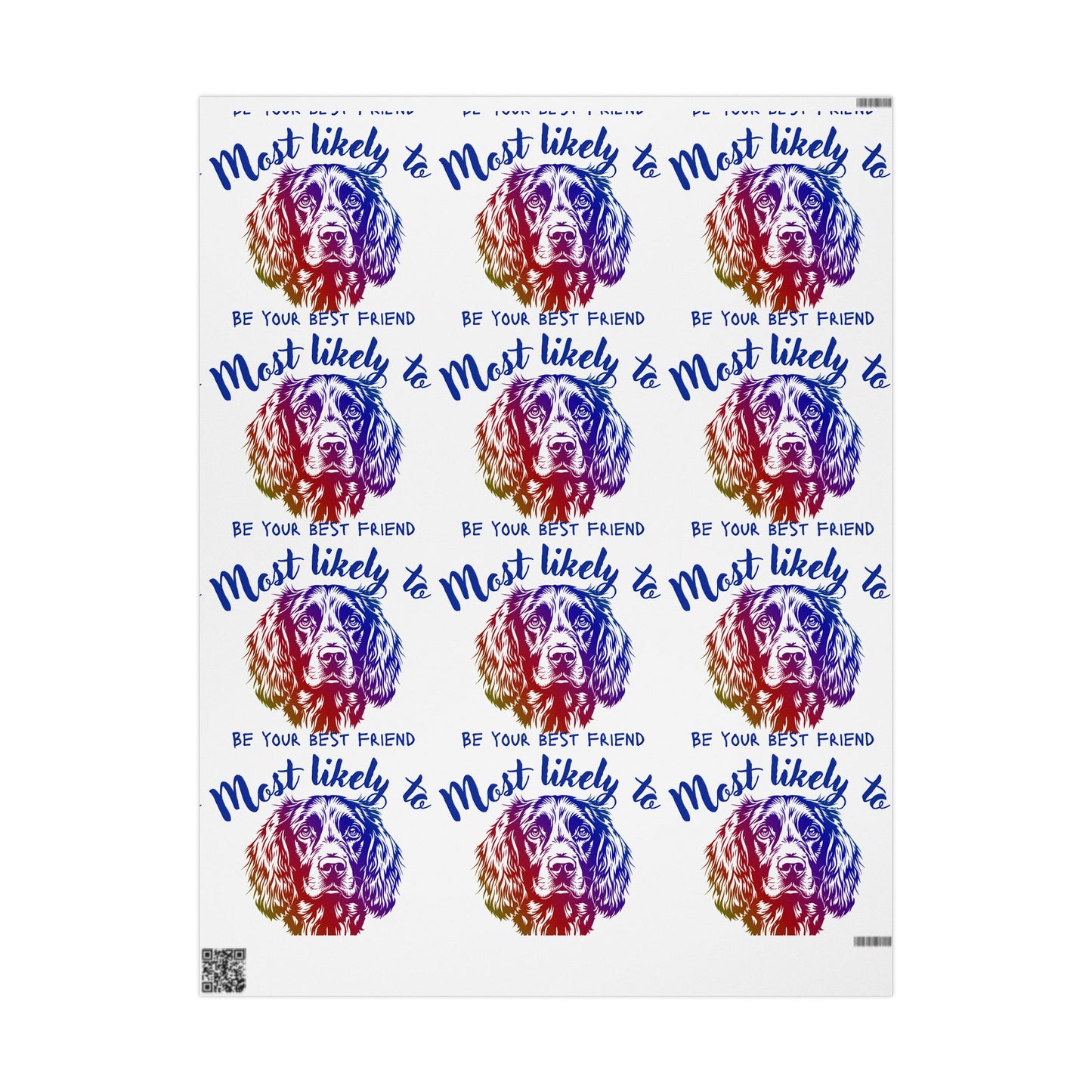 Spaniel Wrapping Paper, Colorful Best Friend Wrapping Paper, Unique Gift Wrap for Birthdays, Pet Lovers, Friends, Celebrations