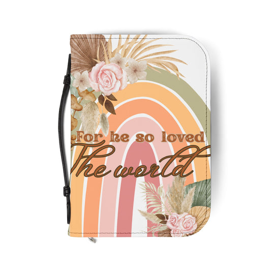 Inspirational Bible Cover - For Be So Loved The World, Christian Gifts, Faith Journal, Religious Decor, Colorful Cover