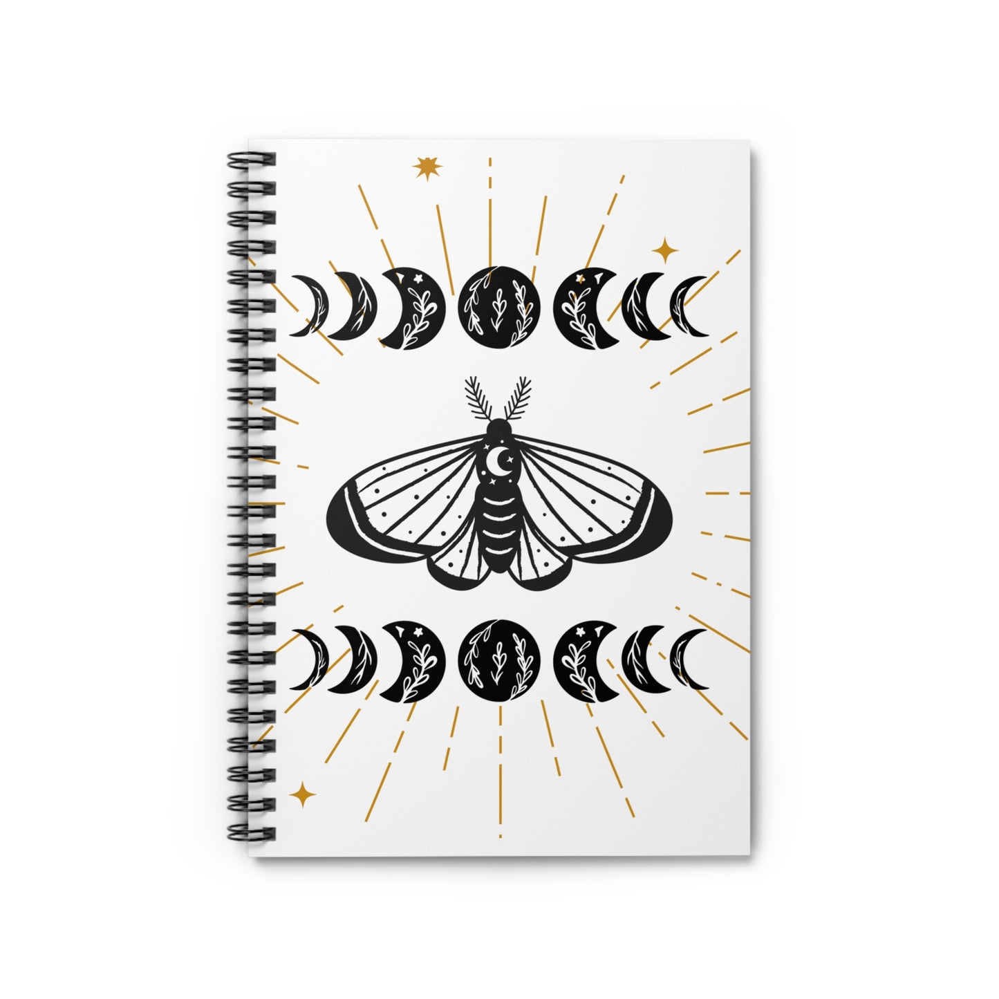 Celestial Spiral Notebook - Ruled Lines, Moon Phases Journal, Witchy Stationery, Gift for Students, Lunar Lover's Notebook