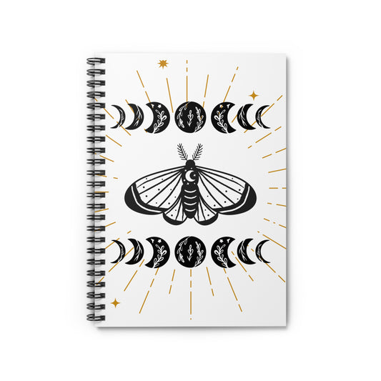 Celestial Spiral Notebook - Ruled Lines, Moon Phases Journal, Witchy Stationery, Gift for Students, Lunar Lover's Notebook