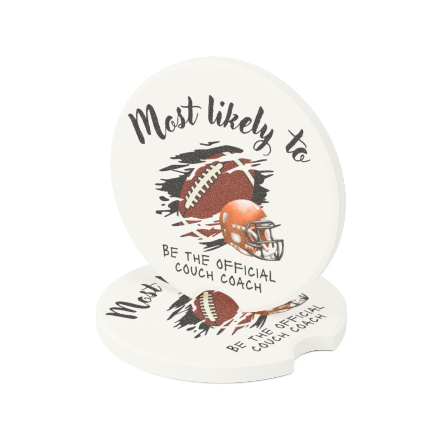 Football Coach Soapstone Car Coaster - Most Likely to Be the Official Couch Coach - Men's Sports Coaster