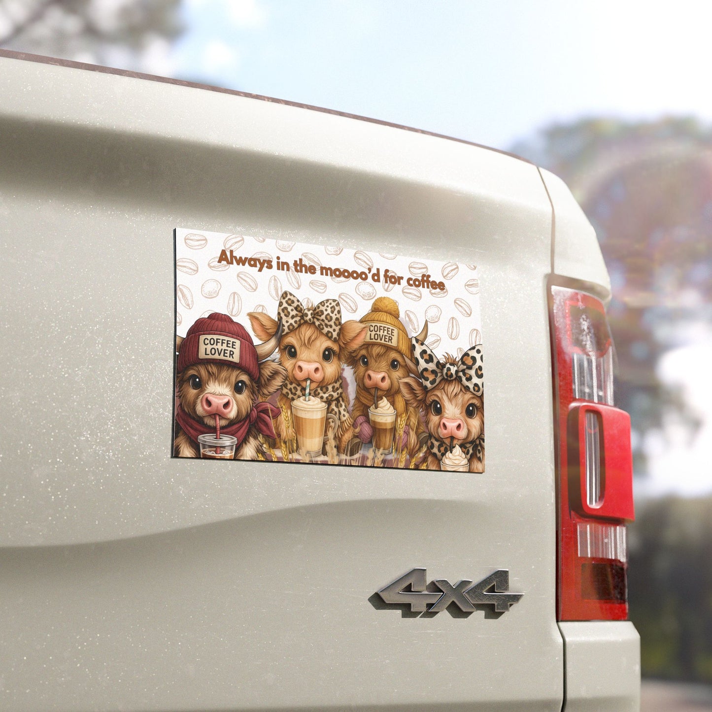 Cute Coffee Lover Car Magnets - Always in the Moooo'd, Coffee Magnet, Magnet for Car Lover