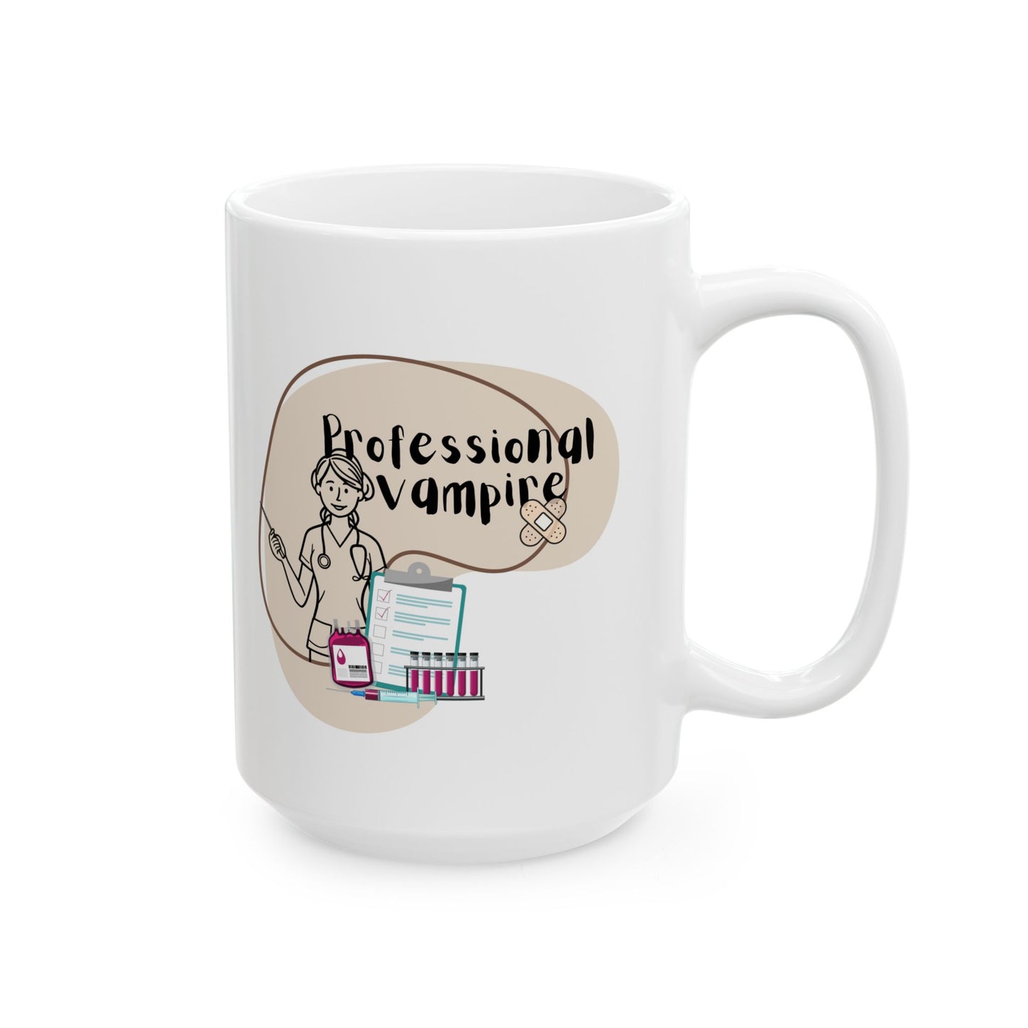 Personalized Vampire Ceramic Mug - 'Feminist Nurse' Illustrated Coffee Cup (11oz/15oz)