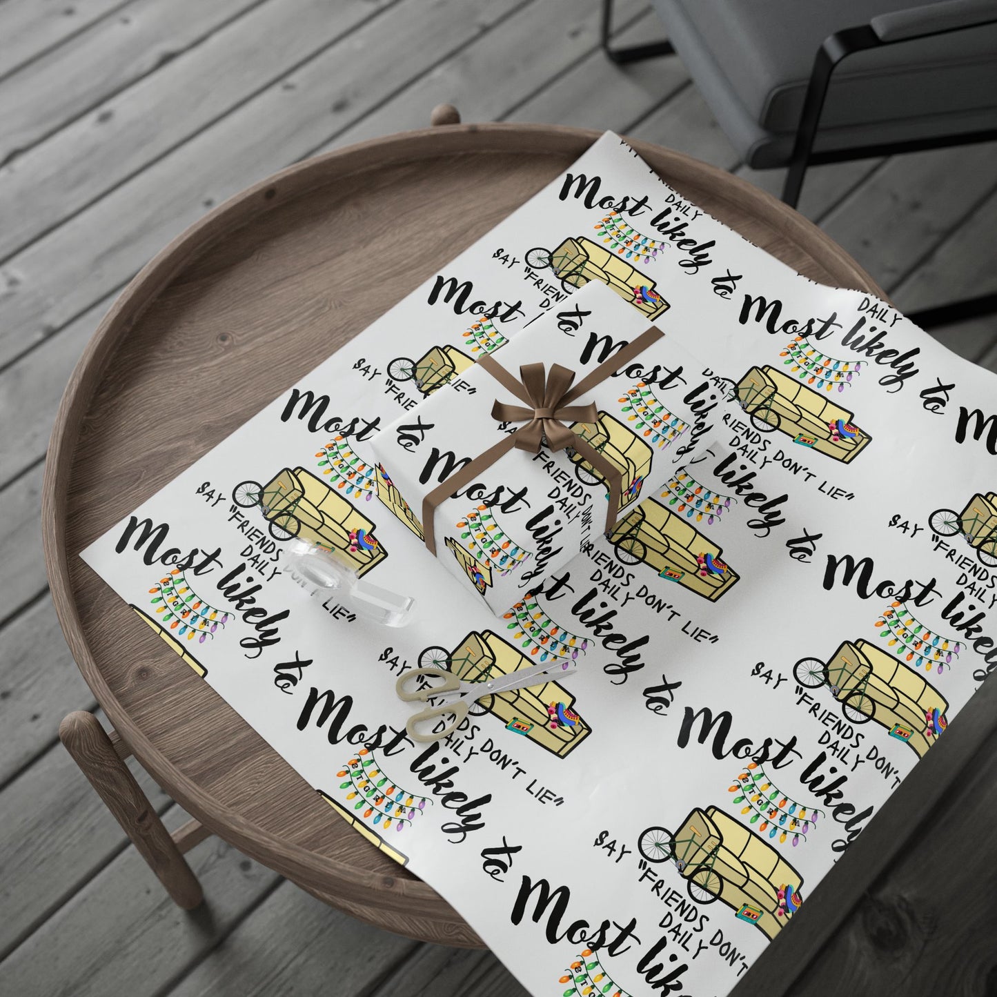 Stranger Things Wrapper, Most Likely to Say Friends Don't Lie, Fun & Whimsical Wrapping Paper for Friends' Celebrations, Gift Wrap, Birthday Parties, Unique Present Decoration, Cute Patterned Wrap