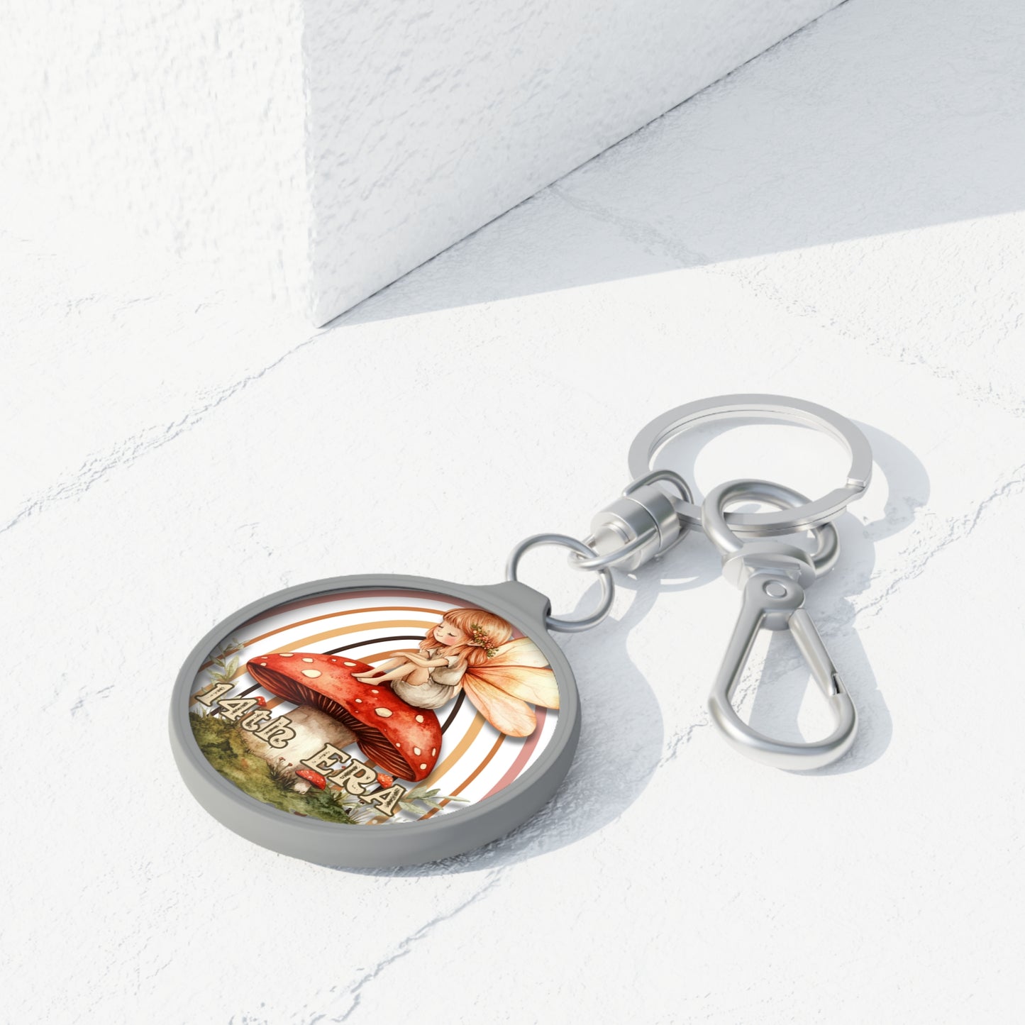 Fairy, fairy on mushroom keychain, mushroom fairy charm, whimsical fairy, fantasy