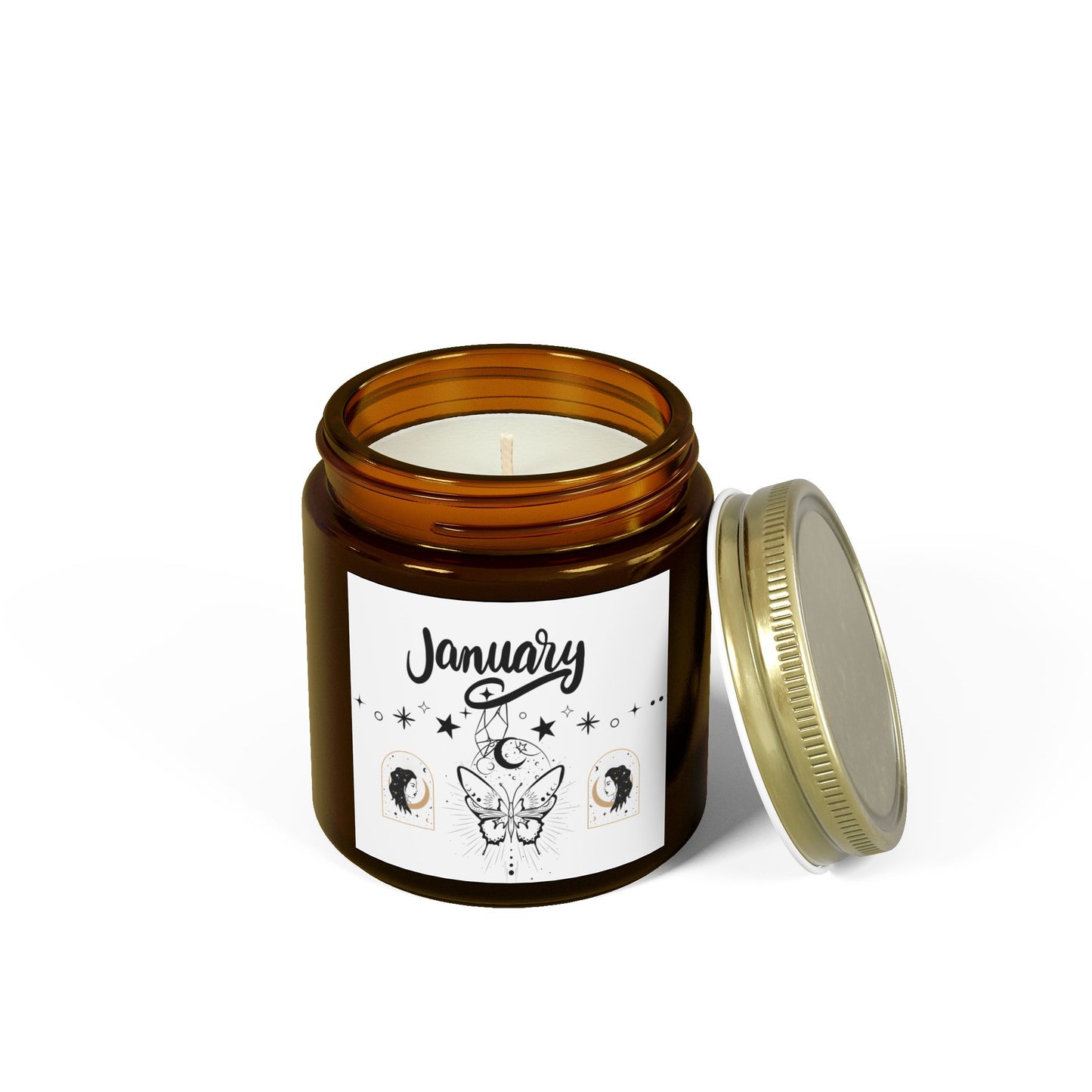 Tarot Candle, January, Month candle, Month Gift, Scented Candles, Coconut Apricot Wax (4oz, 9oz)