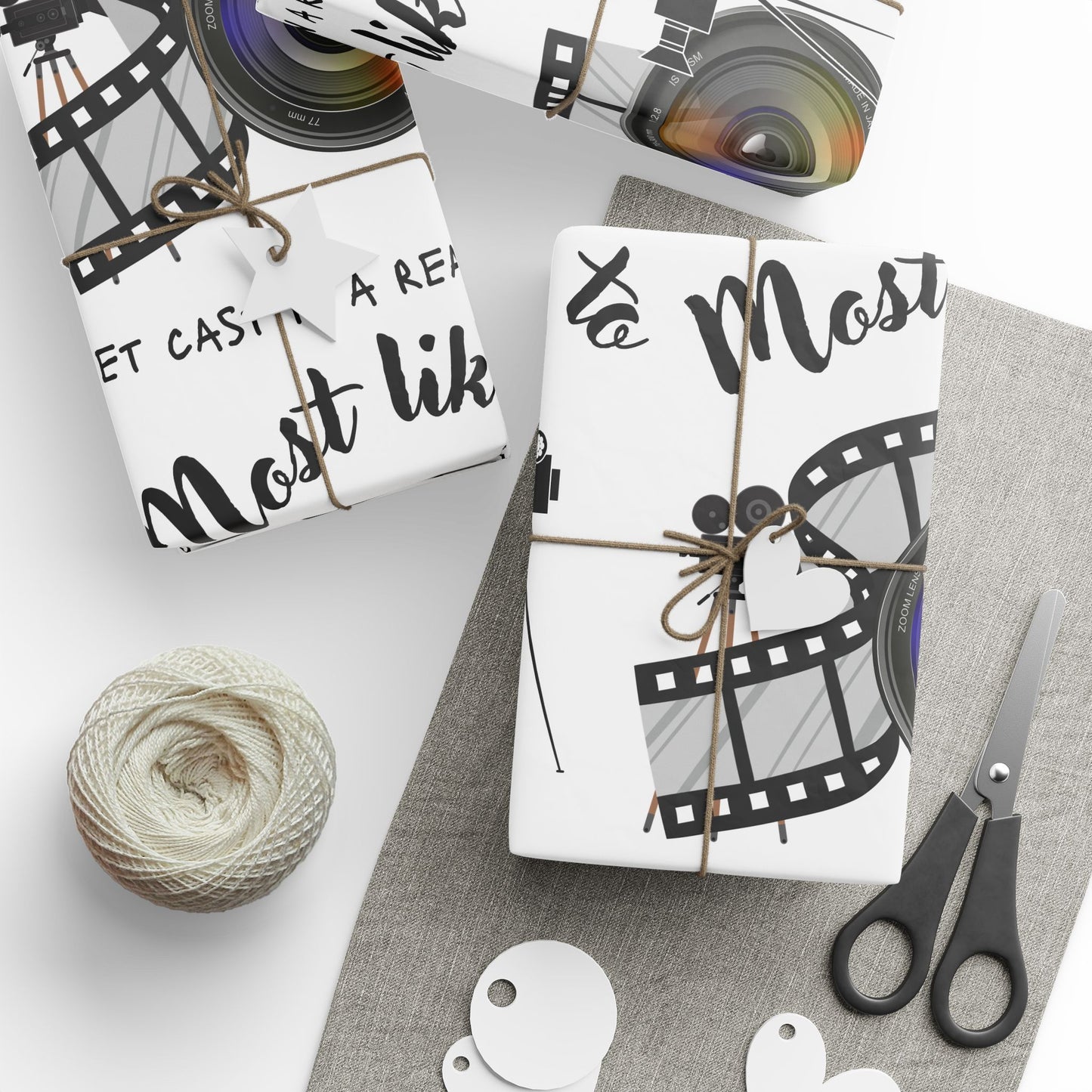 Film-Themed Wrapping Paper for Movie Lovers, Gift Wrap for Birthdays, Holidays, and Celebrations, Unique Present Packaging, Party Supplies