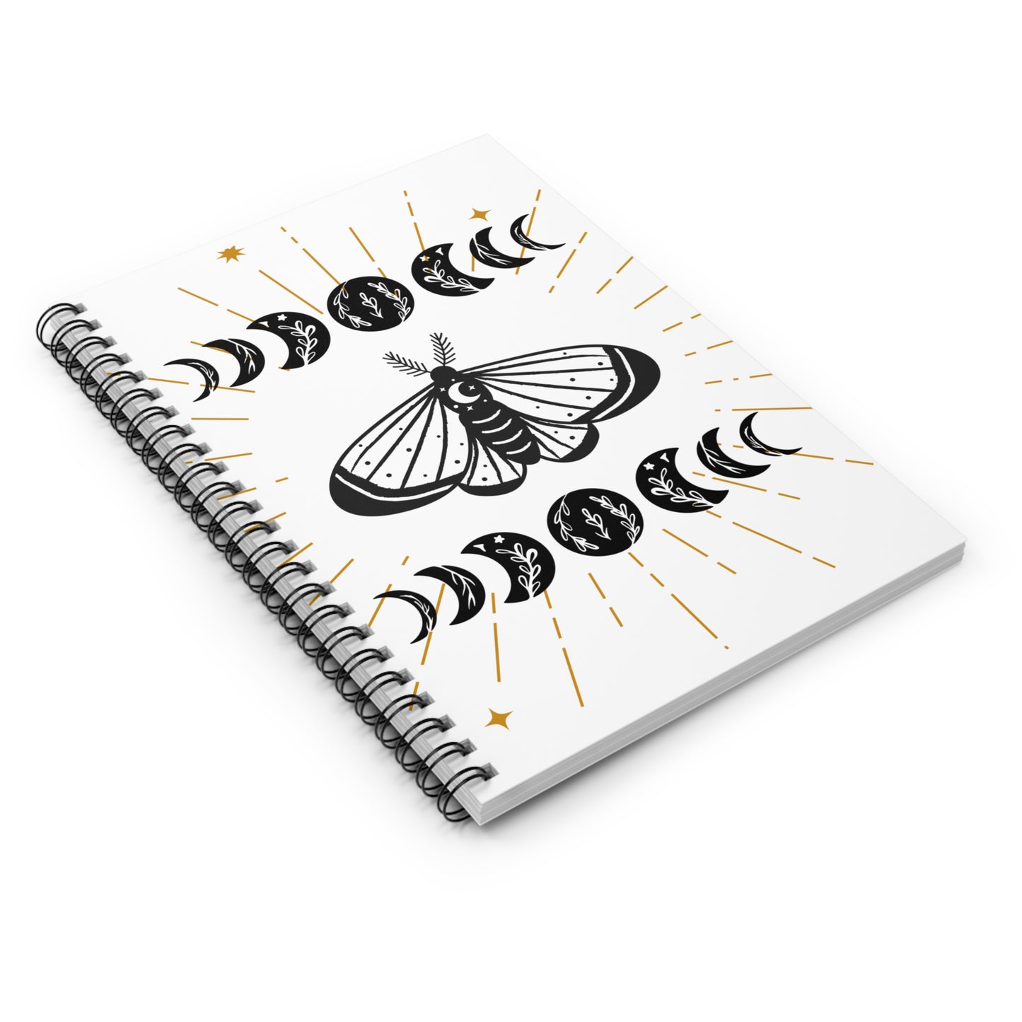 Celestial Spiral Notebook - Ruled Lines, Moon Phases Journal, Witchy Stationery, Gift for Students, Lunar Lover's Notebook