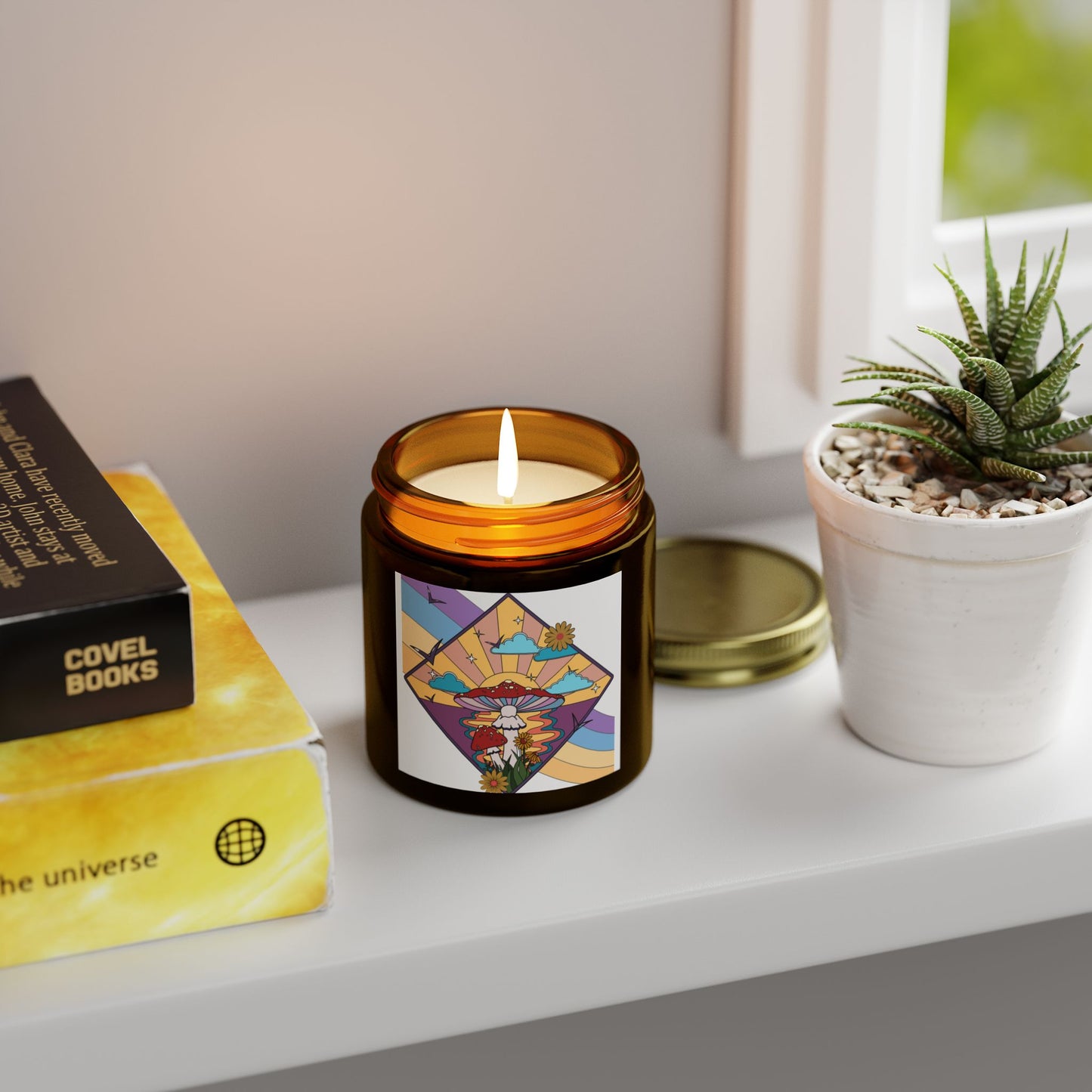 Boho Candle, Mushroom, Boho Style, Bohemian Scented Candle - Coconut Apricot Wax, Aromatherapy Gift, Home Decor, Relaxation, Birthday, Housewarming