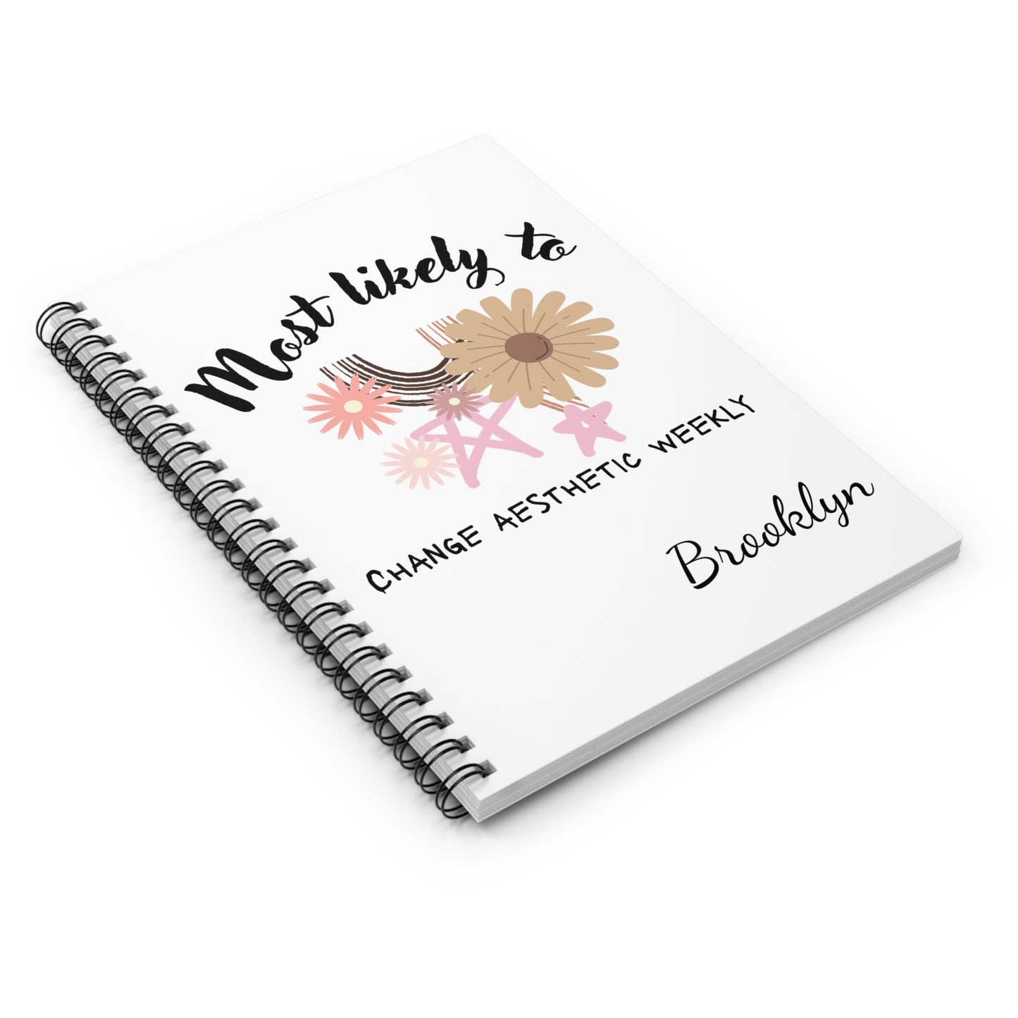 ADD NAME IN CART. Aesthetic Spiral Notebook for Weekly Planning, Cute Journal, Motivational Stationery, Back to School Essentials, Gifts for Students
