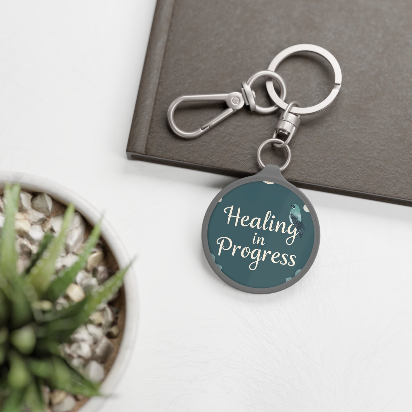 Healing in Progress Keyring Tag - Inspirational Keychain for Mindfulness and Self-Care