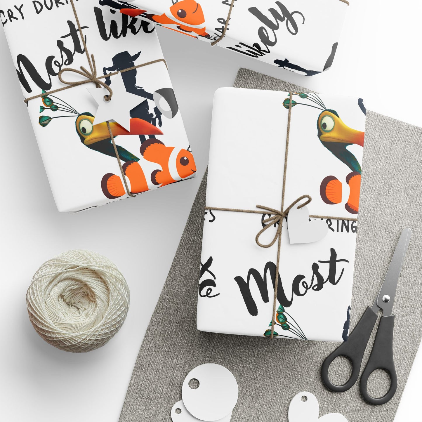 Most Likely To Wrapping Papers, Pixar Inspired Wrapping Paper, Cute Wrapping Paper