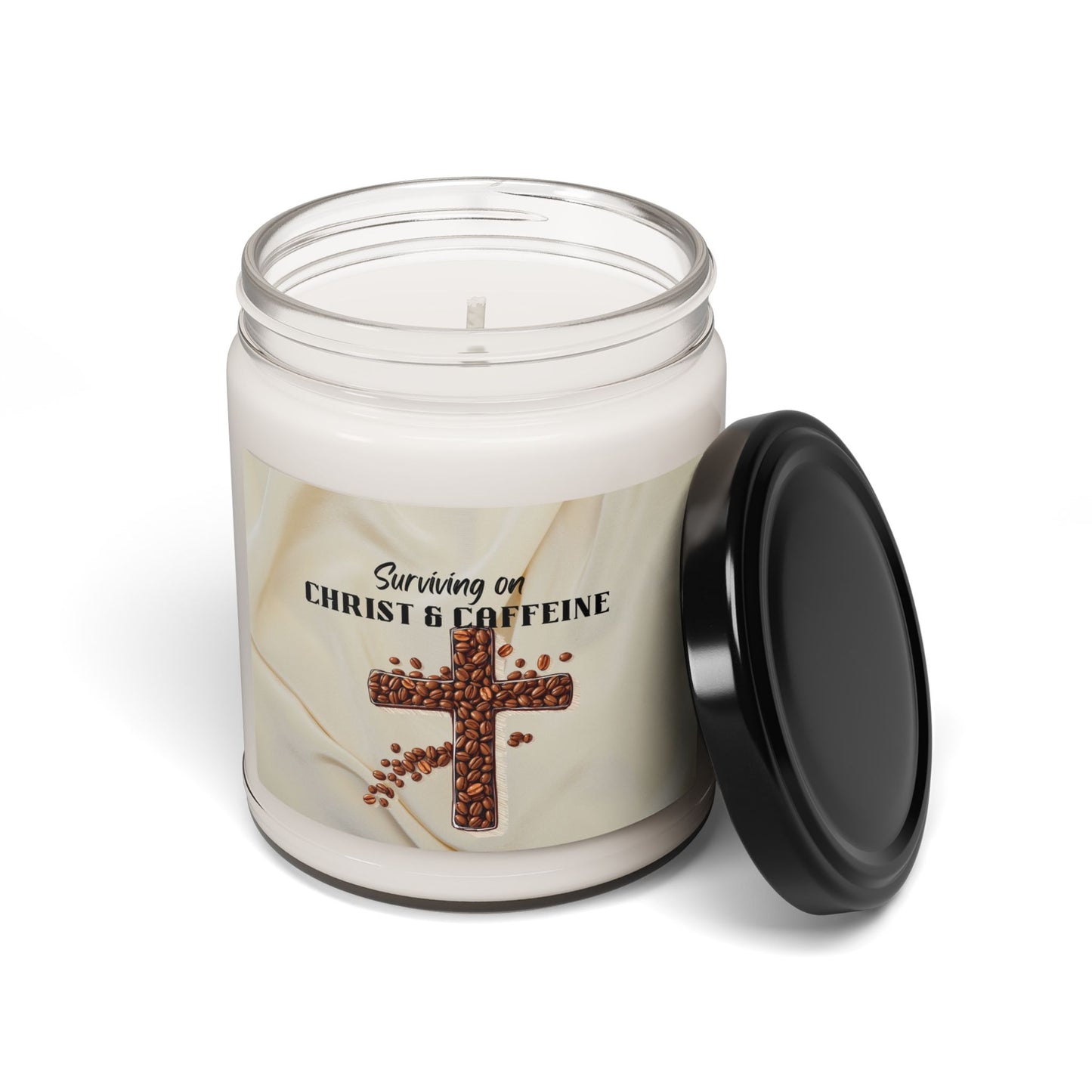 Inspirational Scented Candle - Surviving on Christ & Caffeine, Aromatherapy, Gift for Coffee Lovers, Home Decor, Relaxation.