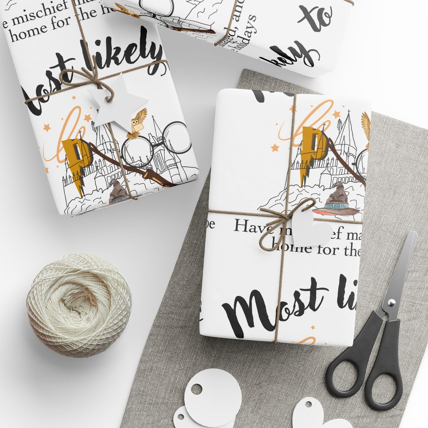 Festive Wrapping Paper for Holidays, Gift Wrap for Christmas, Unique Holiday Gift Packaging, Birthday Wrapping, Scissors Design
